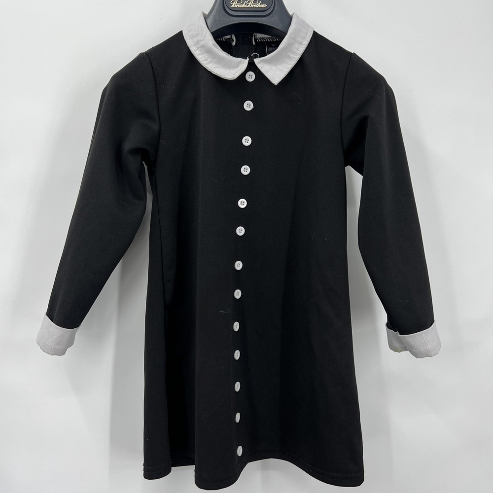 Girl's Gothic Wednesday Addams Black Dress Halloween Costume Child 5-6T